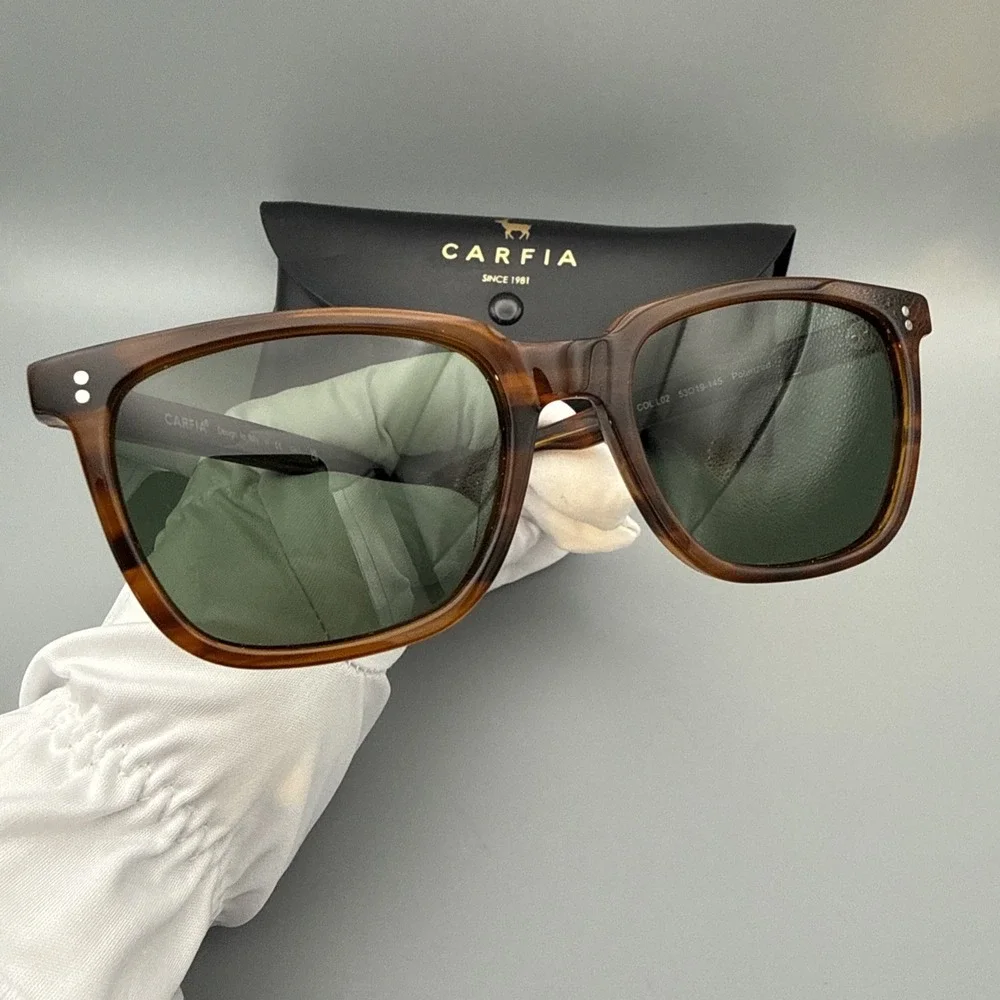Carfia CA5354 Polarized Authentic Italian Sunglasses Tortoise Frame/Green & Case